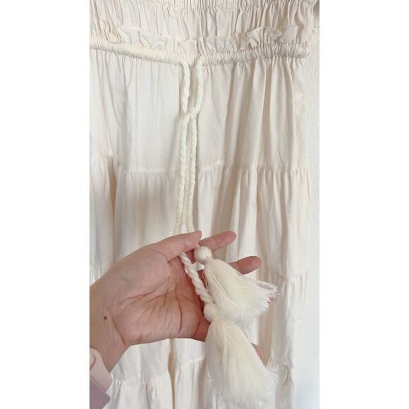 ULLA JOHNSON Iliana Belted Tiered Cotton Midi Dress US2 - Picture 6 of 11